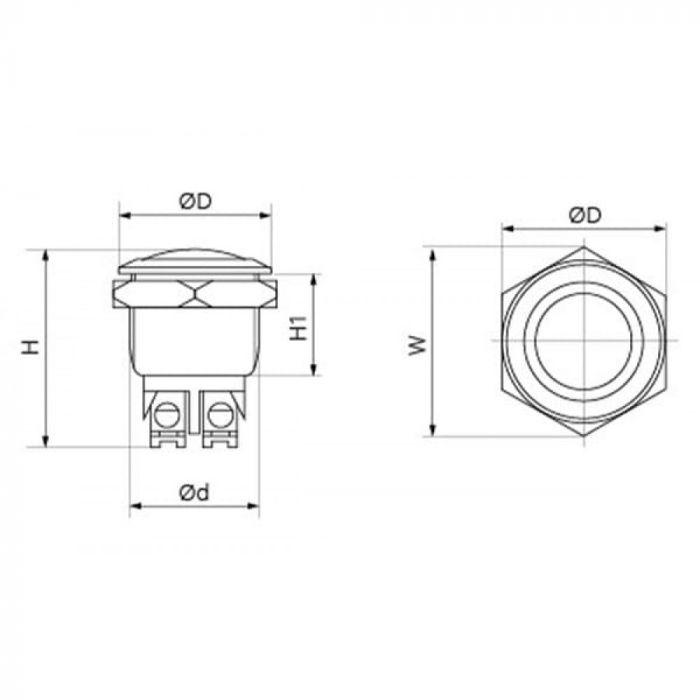 Кнопка кругла без фіксації KHM-16-B10 TAKEL