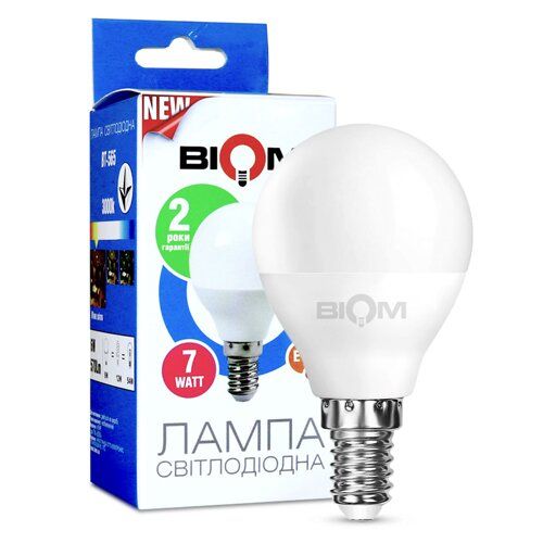 Лампа LED BT-566 G45 7W E14 4500K матова BIOM