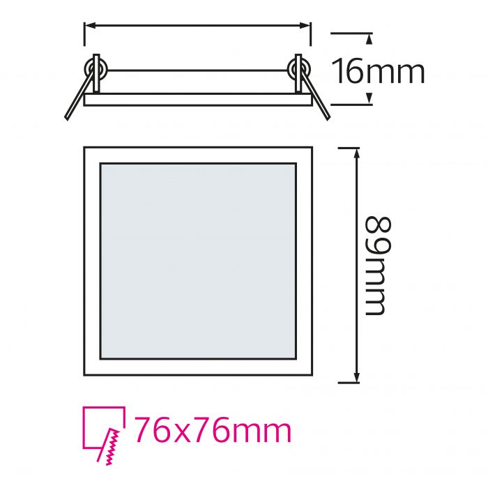 Світильник врізний LED SMD SLIM/Sq-3 3W 6400k квадратний Horoz Electric Туреччина