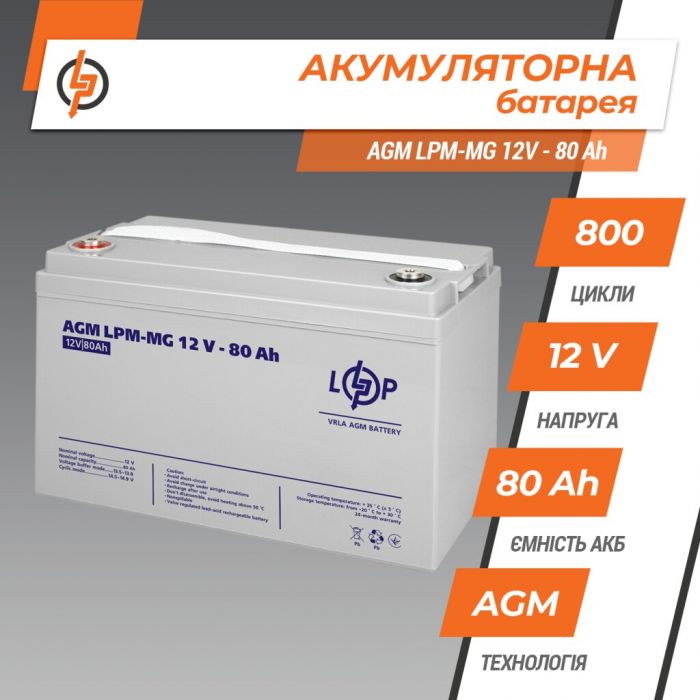 Акумулятор мультигелевий AGM LPM-MG 12V-80Ah LOGIC&POWER