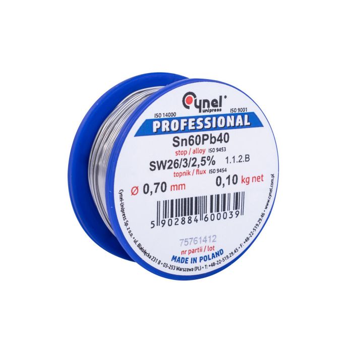 Припій Cynel Sn60Pb40-SW26 0,7мм 100гр