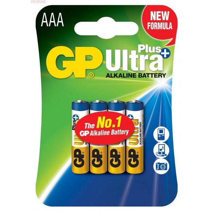 Батарейка GP ULTRA+ALKALINE 24AUPHM-2UE4 LR03 AAA