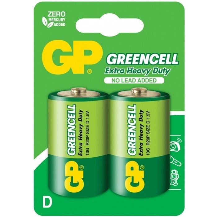 Батарейка 1шт.GP GREENCELL 1,5V сольова 13G-U2, R20, D, 1шт