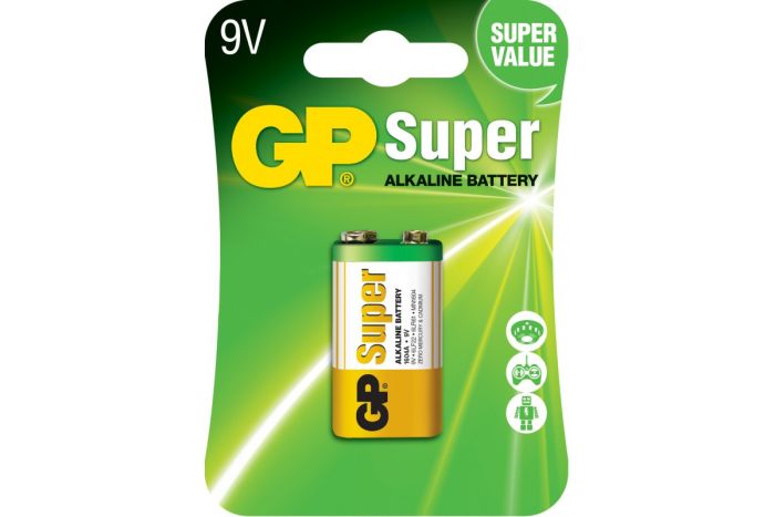 Батарейка 1шт.GP SUPER ALKALINE 9,0V 6LF22 крона