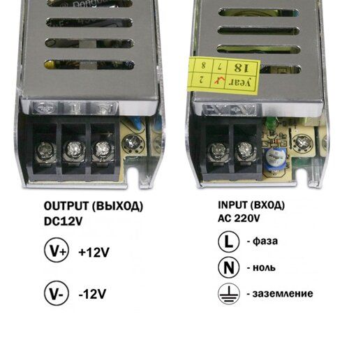 Блок живлення STR-60-12 DC 12-60W 5A вузький BIOM