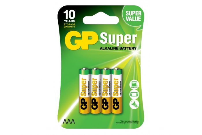 Батарейка SUPER ALKALINE 1.5V лужна,1шт 24A-U4,AAA GP