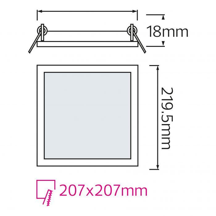 Світильник врізний LED SMD SLIM/Sq-18 18W 6400k квадратний Horoz Electric Туреччина