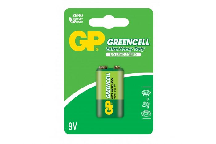 Батарейка GP GREENCELL 9,0V сольова 1604GLF-U1,6F22 КРОНА