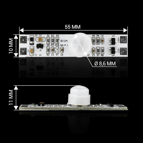 Датчик PIR сенсор для профілю з фотоелементом DC12V BIOM