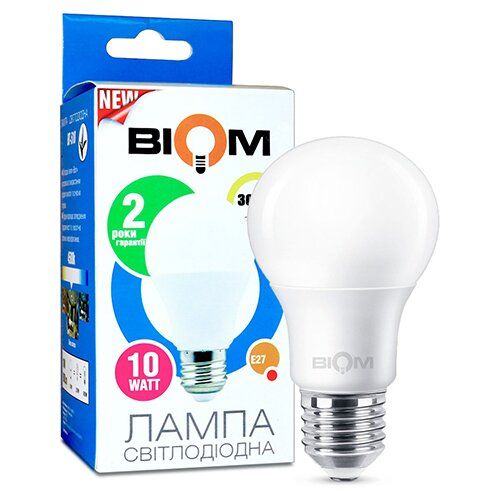 Лампа LED BT-509 A60 10W E27 3000K матова BIOM