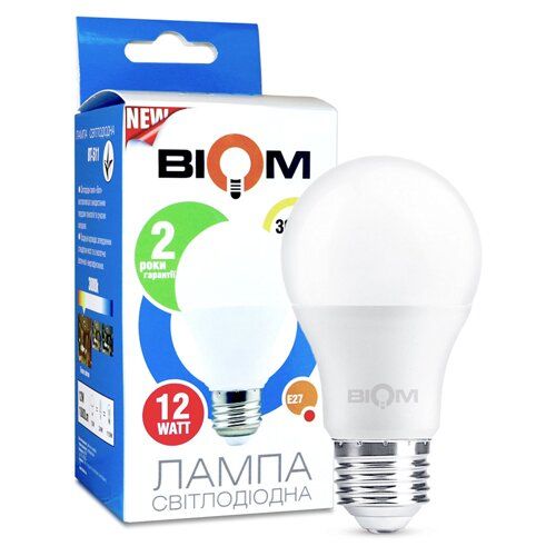 Лампа LED BT-511 A60 12W E27 3000K матова BIOM