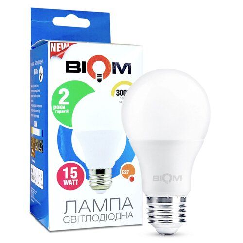 Лампа LED BT-515 A60 15W E27 3000K матова BIOM