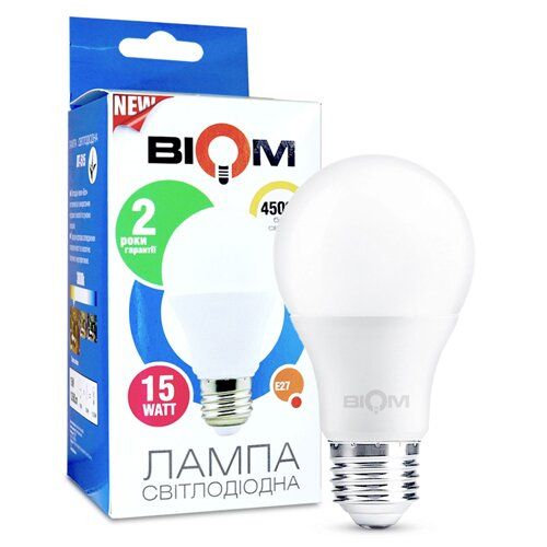 Лампа LED BT-516 A60 15W E27 4500K матова BIOM