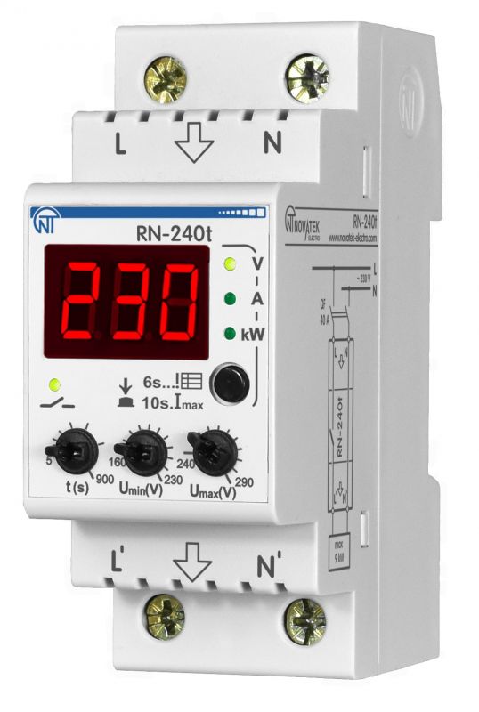 Реле напруги РН-240Т 40A 220V (2 DIN) Новатек Україна