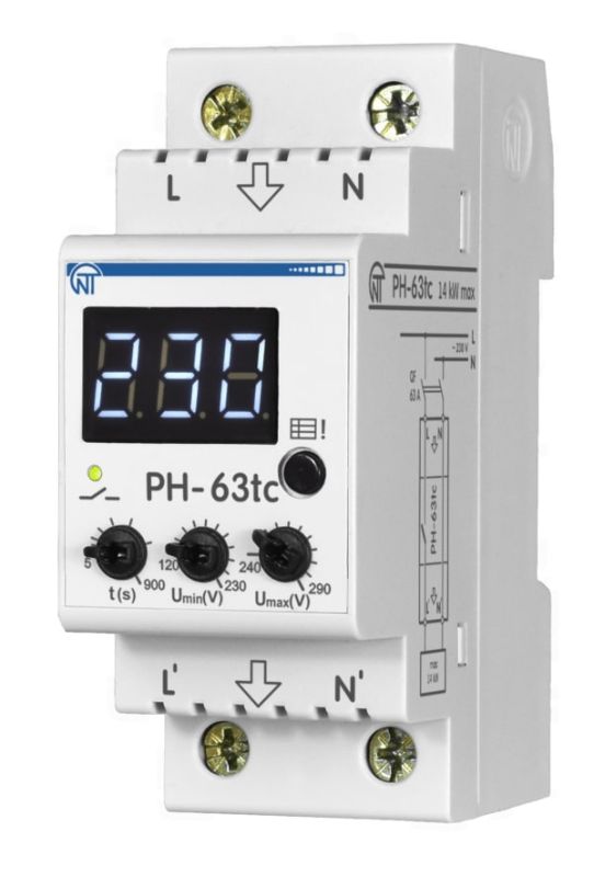 Реле напруги РН-63t 2 модуля 63A 220V, с термозахистом Новатек Україна